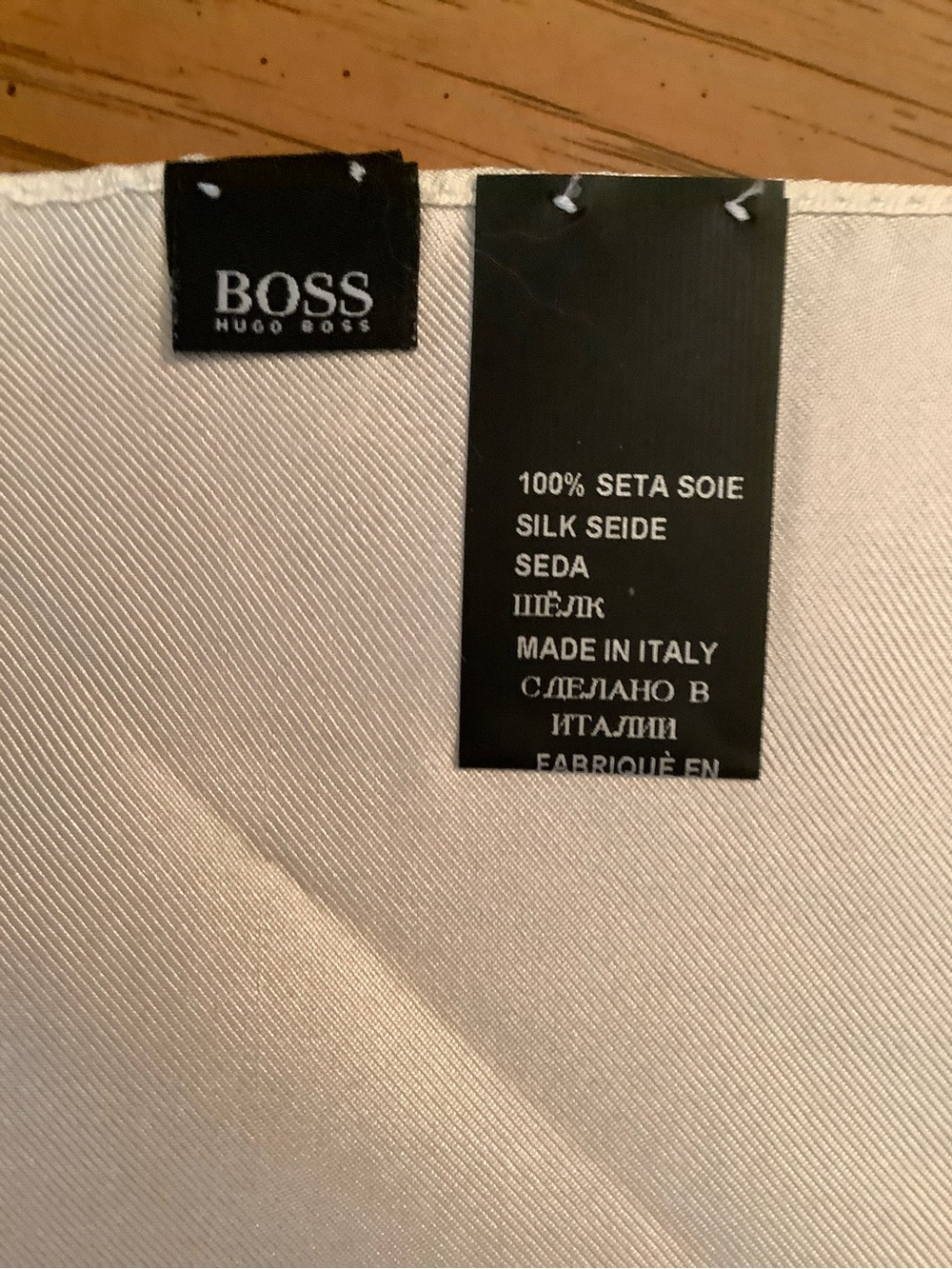 BOSS Silk Scarf in Ivory and Black